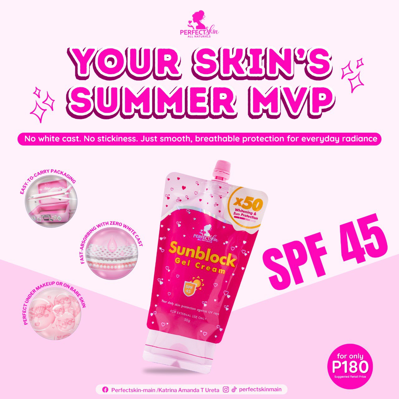 PERFECT SKIN SUNBLOCK GEL CREAM 50ml SPF 45