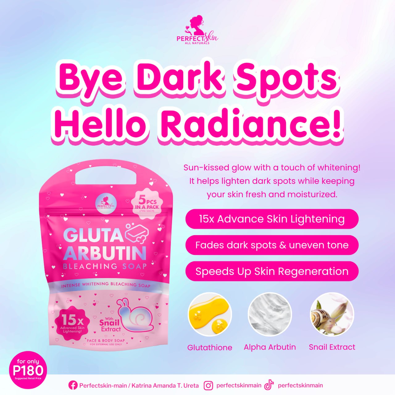 PERFECT SKIN GLUTA ARBUTIN BLEACHING SOAP (5pcs in 1 Pack