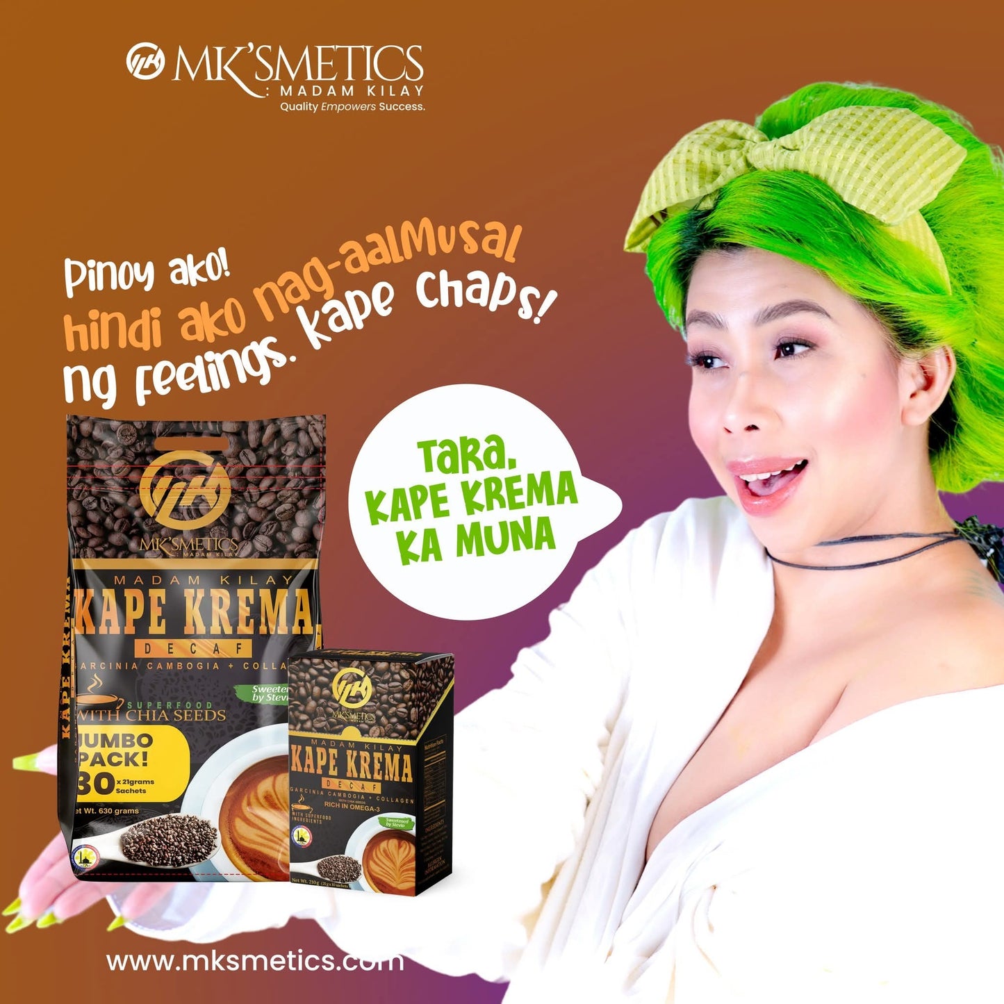 SLIMMING K Kape Krema Jumbo Madam Kilay Coffee Decaf Fat Burner Collagen Chia Seeds Weight Loss
