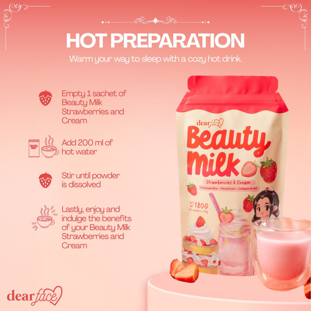 DEAR FACE BEAUTY MILK STRAWBERRY AND CREAM NEW FLAVOR