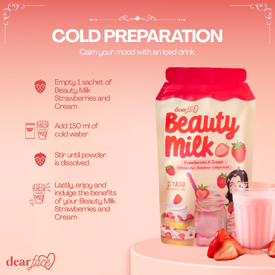 DEAR FACE BEAUTY MILK STRAWBERRY AND CREAM NEW FLAVOR