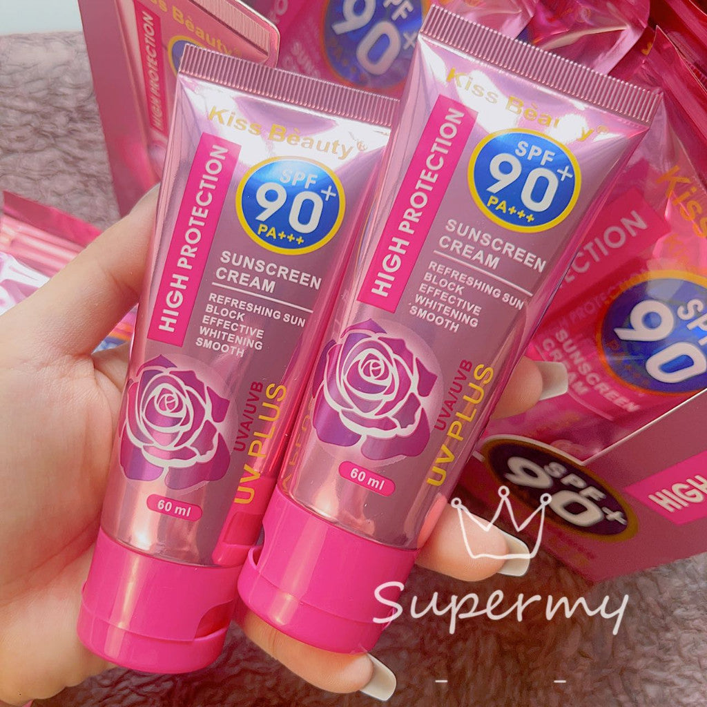 kiss beauty Skin Care Facial Sunscreen Cream SPF 90+ Sunblock Lotion 60ml | Shopee Philippines