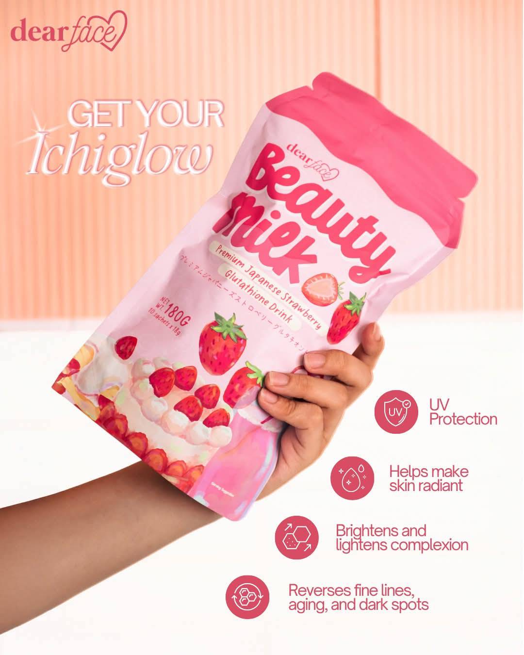 DEAR FACE BEAUTY MILK STRAWBERRY AND CREAM NEW FLAVOR