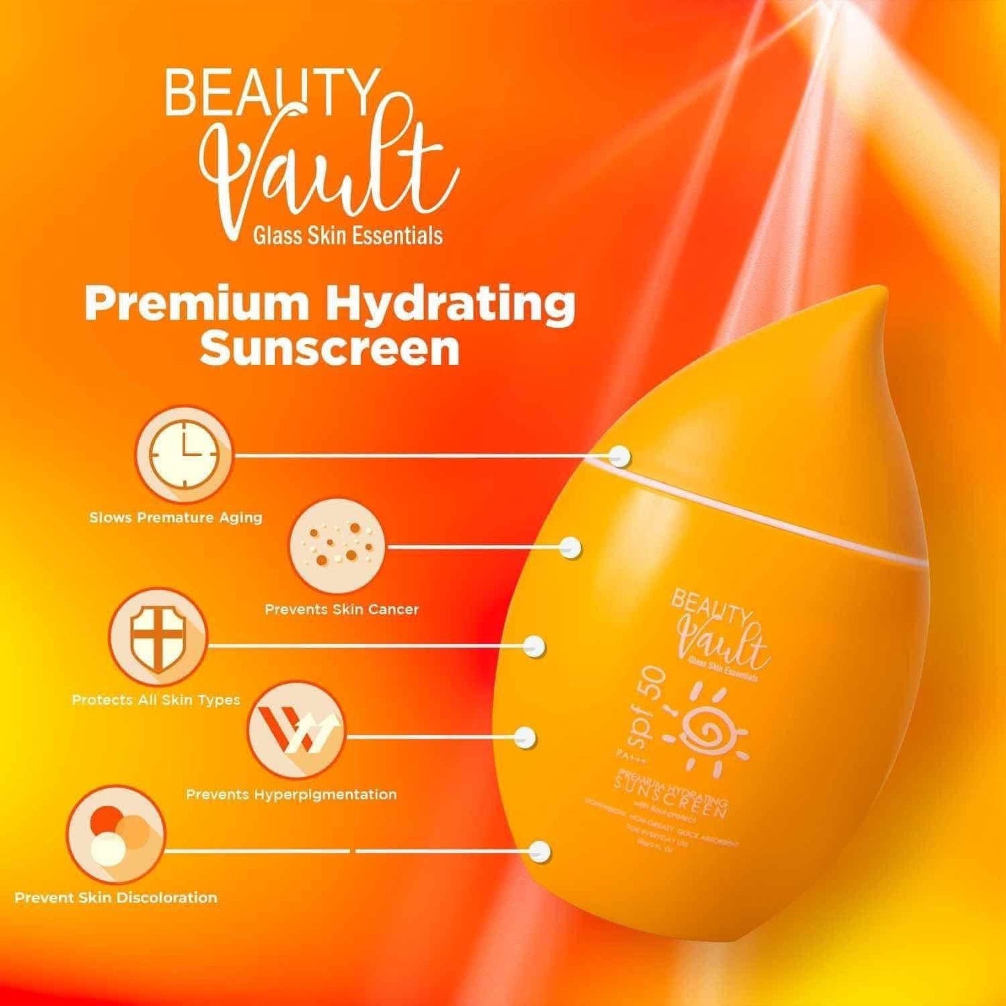BEAUTY VAULT PREMIUM HYDRATING SUNSCREEN 50g SPF50 | PREMIUM TINTED SUNBLOCK 50g SPF 50