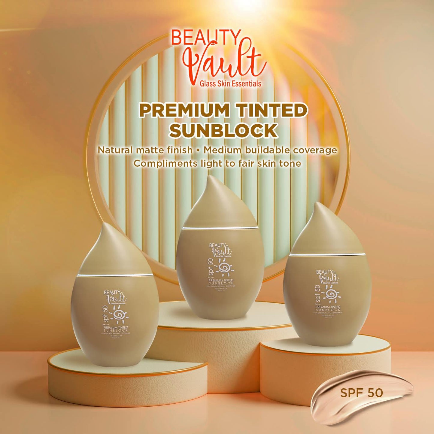 BEAUTY VAULT PREMIUM HYDRATING SUNSCREEN 50g SPF50 | PREMIUM TINTED SUNBLOCK 50g SPF 50