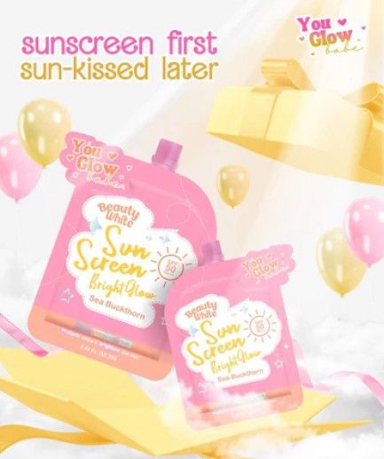 YOU GLOW BABE BEAUTY WHITE SUNSCREEN BRIGHT GLOW SPF50 SEA BUCKTHORN TWIN PACK 2x25g