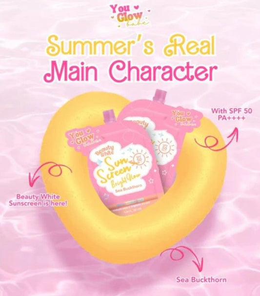 YOU GLOW BABE BEAUTY WHITE SUNSCREEN BRIGHT GLOW SPF50 SEA BUCKTHORN TWIN PACK 2x25g