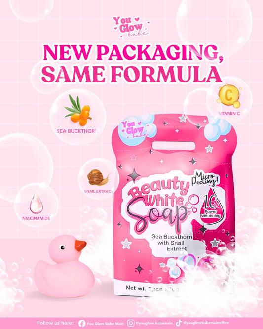 You Glow Babe Beauty White Soap ( 5 X 70g ) - 1 PACK | Sea Buckthorn Snail Extract & Niacinamide
