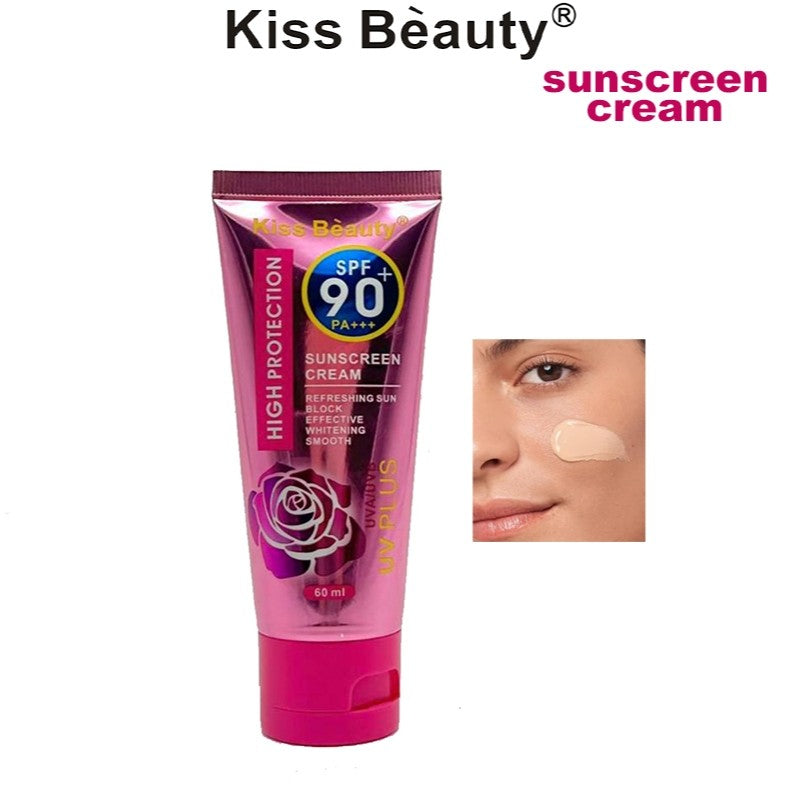 kiss beauty Skin Care Facial Sunscreen Cream SPF 90+ Sunblock Lotion 60ml | Shopee Philippines