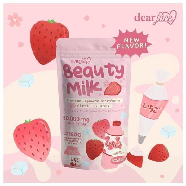Dear Face Beauty Milk Collagen Drink, Strawberry, Lychee, Mango, Beauty Bean Coffee, Choco Mallow, Beauty Drunk[FREE SOAP]  (Melon Flavor and Strawberry Flavor, Beauty Bean Coffee, Lychee) 100% ORIGINAL