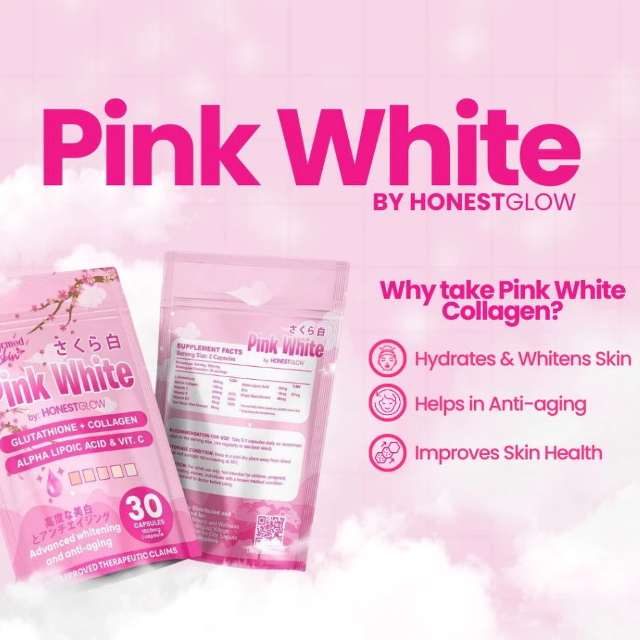 Honest Glow Pink White Capsule By Transformed Skin (30 Caps Per Pack)