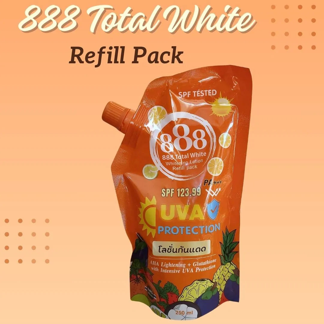 888 TOTAL WHITE Whitening Body  Lotion Whitening Skin Care with Glutathione and Sunscreen SPF 35 PA+